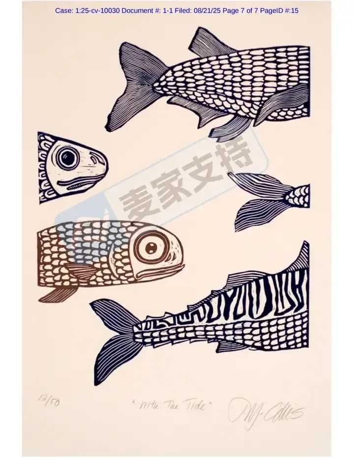 25-cv-10030，keith又上新案啦！北欧风版画发起跨境维权，有TRO冻结风险！