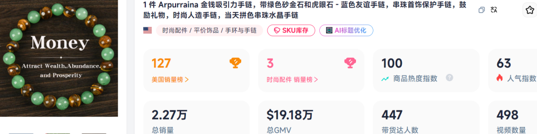 又一玄学饰品在TikTok卖爆了,28天营收百万