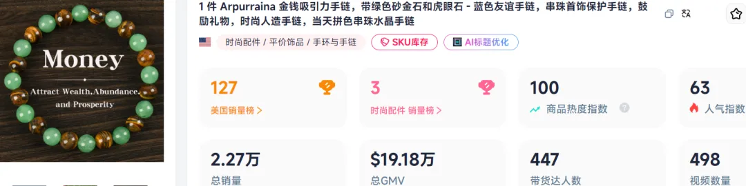 又一玄学饰品在TikTok卖爆了，28天营收百万