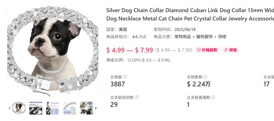 400万人看过的贵妇项链,已经卖到TikTok宠物用品榜一!