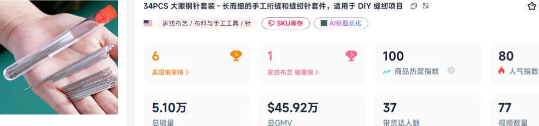 日销万单!TikTok卖家靠一根针一夜暴富