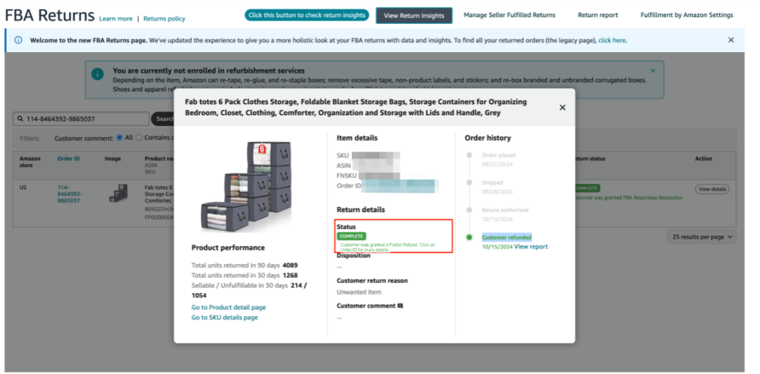 亚马逊“部分退款”功能上线，退货处理方案再升级！