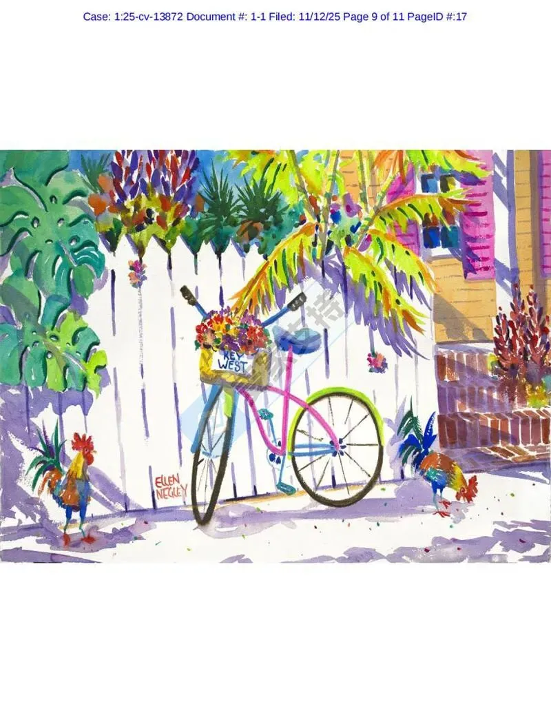 25-cv-13872，Ellen Lynn Negley热带水彩画维权，跨境卖家防 TRO 冻结刻不容缓！