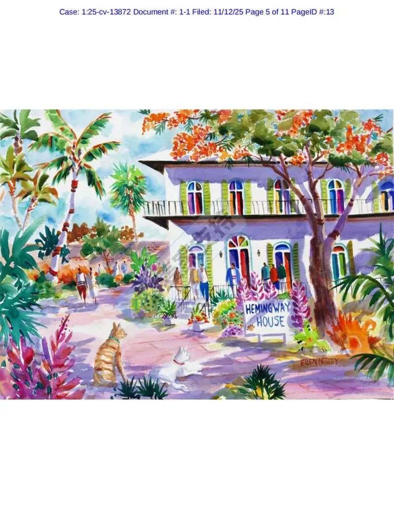 25-cv-13872，Ellen Lynn Negley热带水彩画维权，跨境卖家防 TRO 冻结刻不容缓！