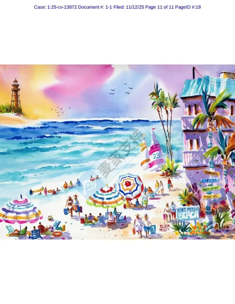 25-cv-13872，Ellen Lynn Negley热带水彩画维权，跨境卖家防 TRO 冻结刻不容缓！