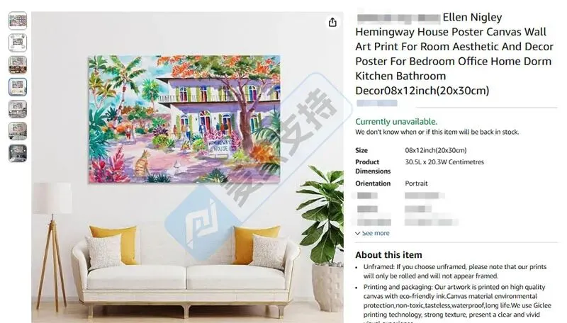 25-cv-13872，Ellen Lynn Negley热带水彩画维权，跨境卖家防 TRO 冻结刻不容缓！