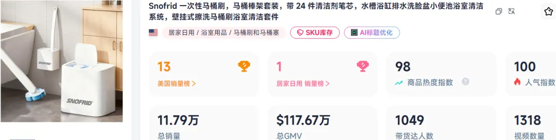 国内避雷的次抛马桶刷，竟在TikTok爆卖11.7万单