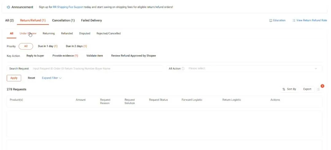 【退货/退款】浏览退货/退款仪表板的操作指南