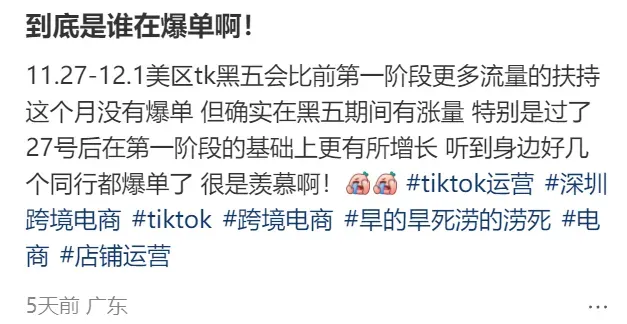 TikTok Shop黑五复盘，一堆中国卖家晒出百万GMV