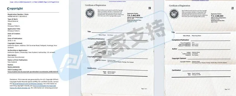 25-cv-14834，TRO新案预警，新西兰插画师Katherine Quinn通过David律所首维权