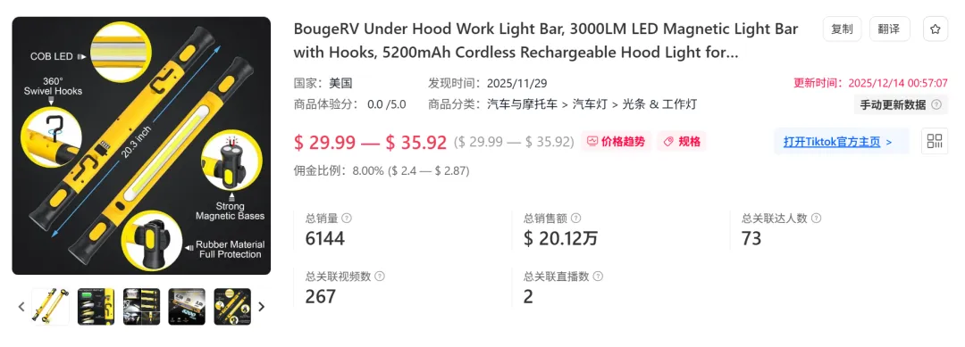 一束“光”在美国卖爆!上架TikTok两周狂揽140万
