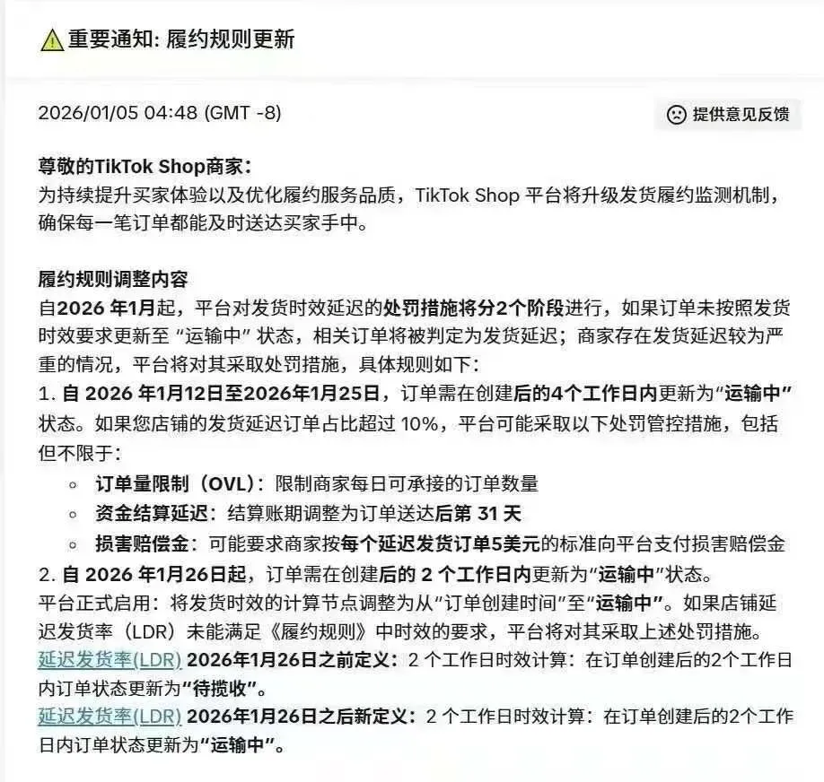 TikTok Shop严控延迟发货！最高或按单5美元赔付