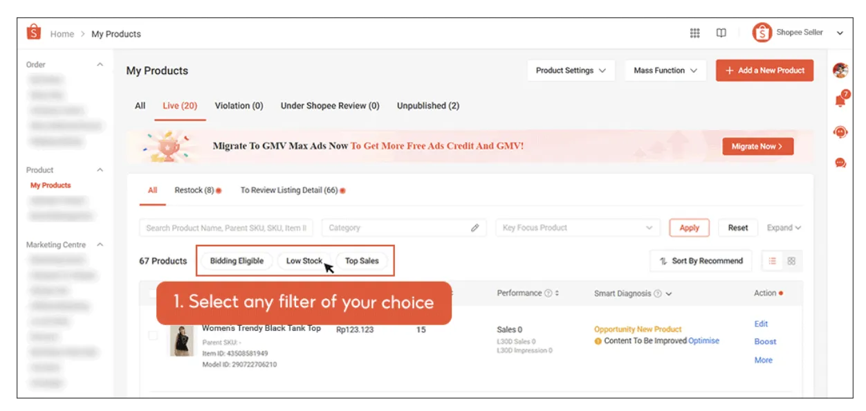 Shopee新增产品数据与分析等卖家工具