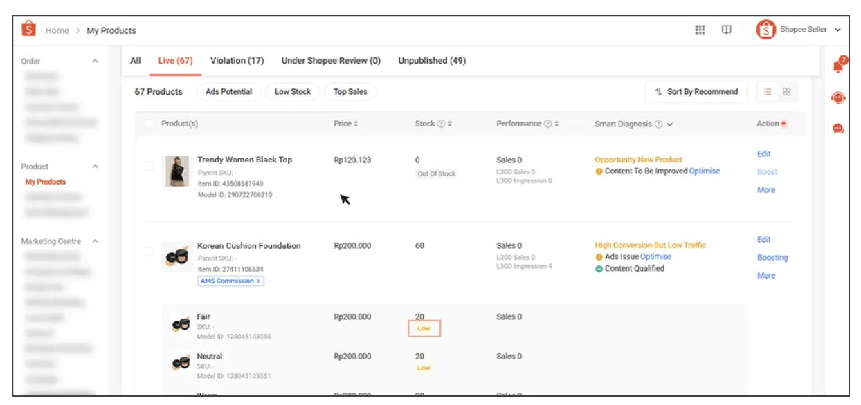 Shopee新增产品数据与分析等卖家工具