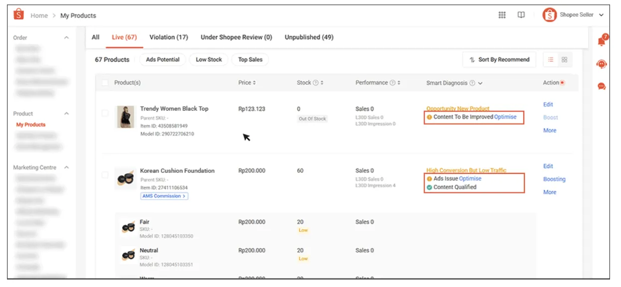 Shopee新增产品数据与分析等卖家工具