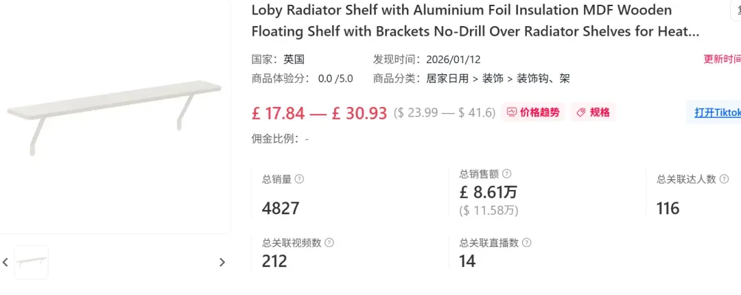 单品月销近80万，TikTok带火英国“暖气片经济”