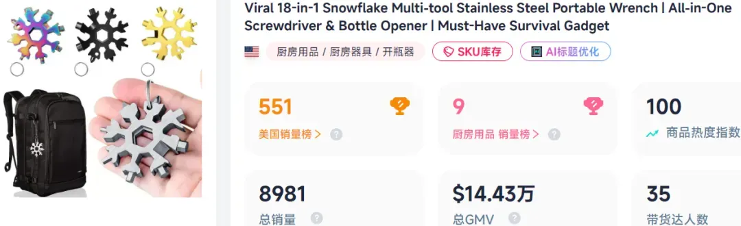 “万能扳手”上线25天,在TikTok美区成交百万