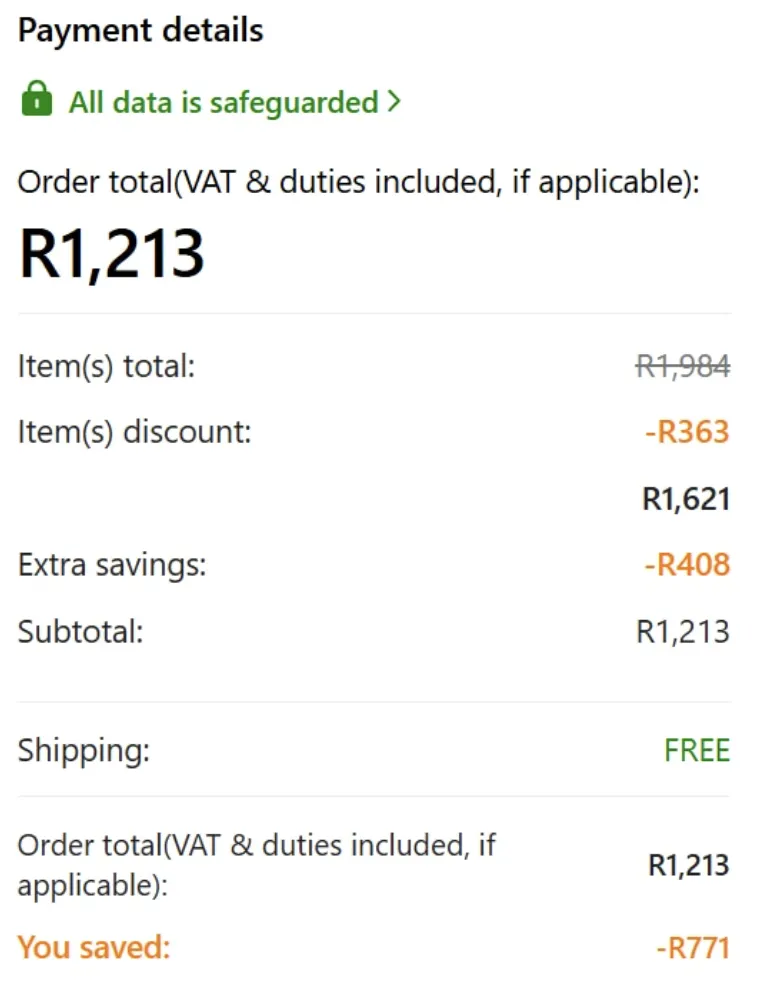 Temu南非在结账页面显示增值税与关税