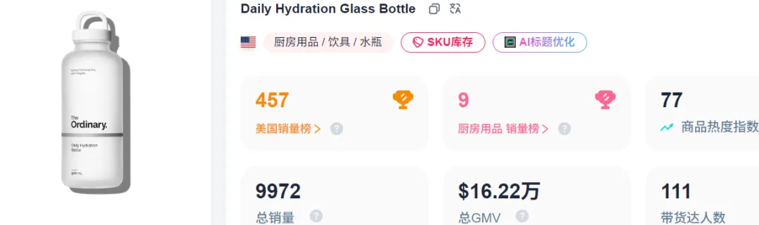 玻璃水瓶靠“极简美学”，在TikTok美区月入上百万