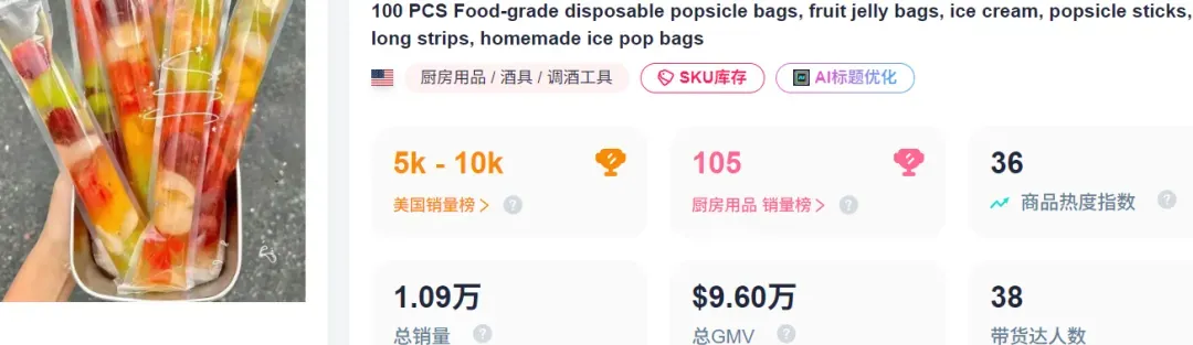 1毛冰棒袋风靡TikTok,上架一个月狂销65万+