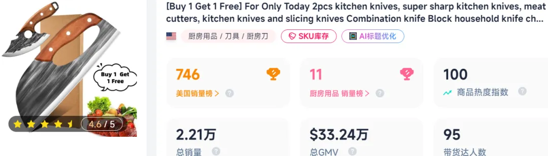 28天卖了50万,中式菜刀在TikTok美区太好赚了!
