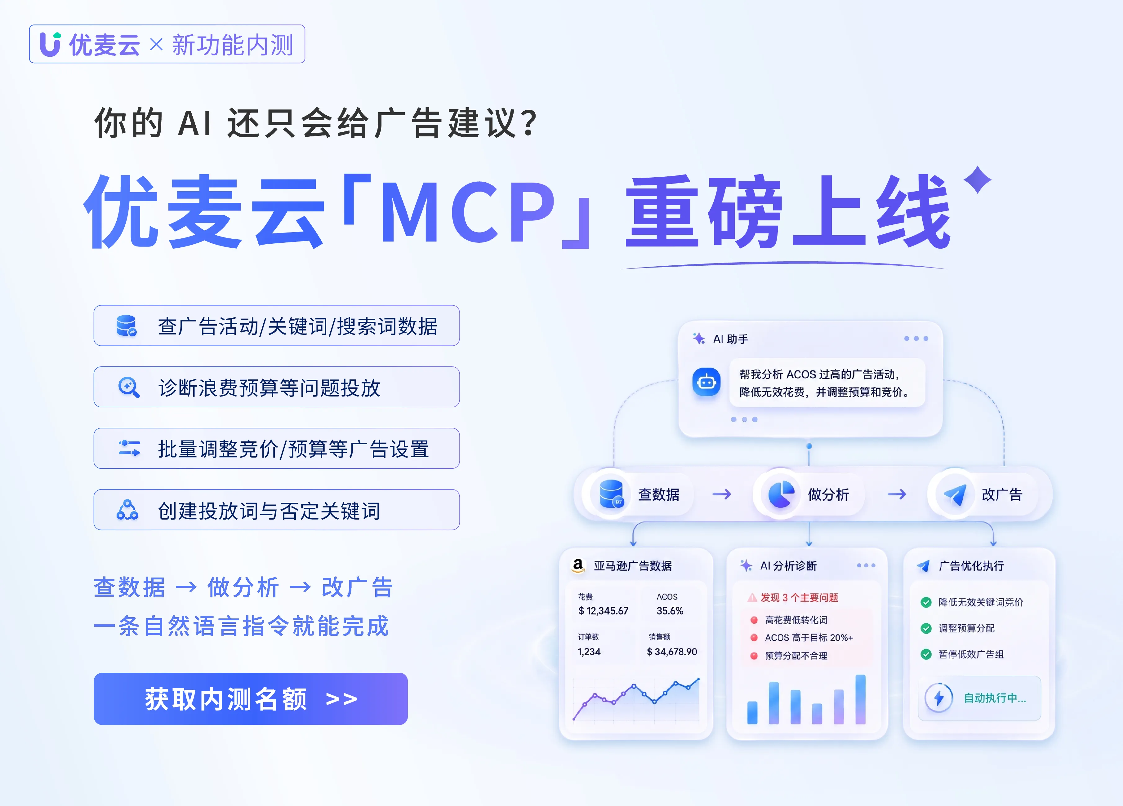 让你的 AI 真正参与亚马逊运营!优麦云「MCP」内测上线,最高30天免费试用!