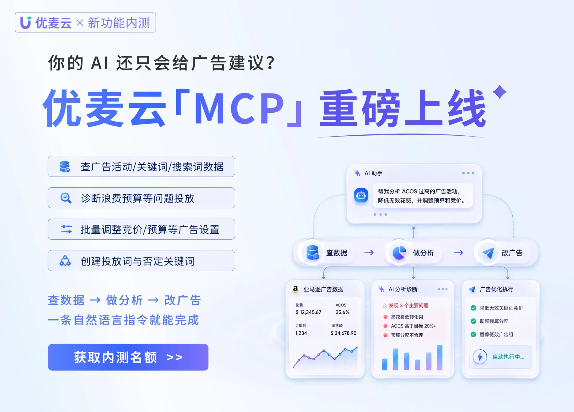 让你的 AI 真正参与亚马逊运营!优麦云「MCP」内测上线,最高30天免费试用!