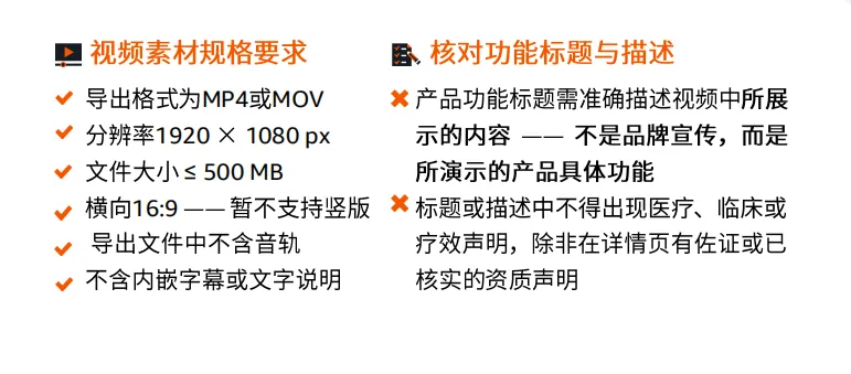 亚马逊SPv商品推广视频素材规范与审核标准