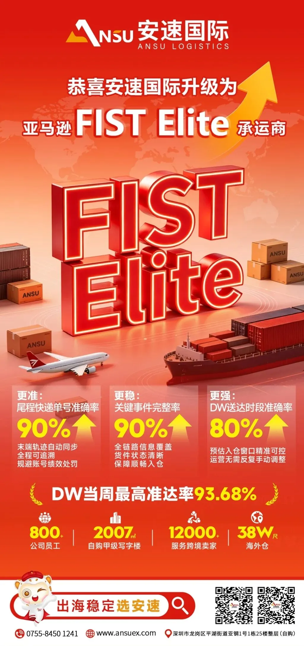 【官宣】安速国际正式升级为亚马逊FIST Elite承运商
