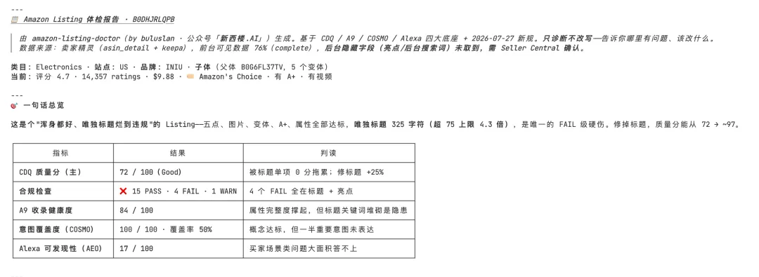 质检Skill开源：你的Listing在亚马逊眼里，到底能打几分？