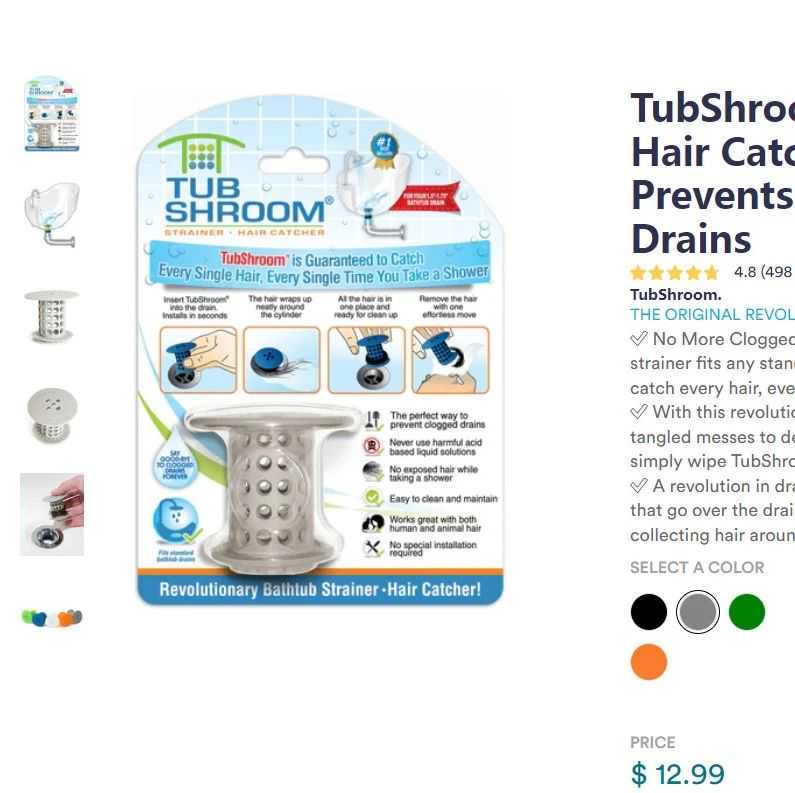 跨境侵权预警——TubShroom防止浴缸排水管堵塞的毛发捕集器，美国，加拿大发明专利侵权！
