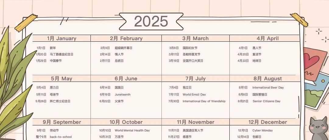 2025年美国节日营销日历marketing calender