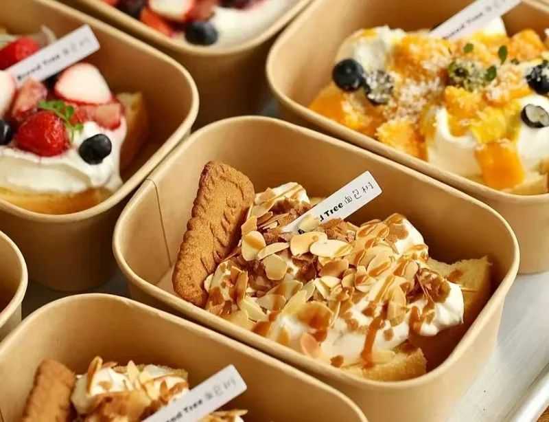 牛皮纸野餐蛋糕甜品打包盒水果盒子一次性餐盒便当春游纸盒长方形_虎窝淘