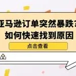 亚马逊订单突然暴跌？如何快速找到原因
