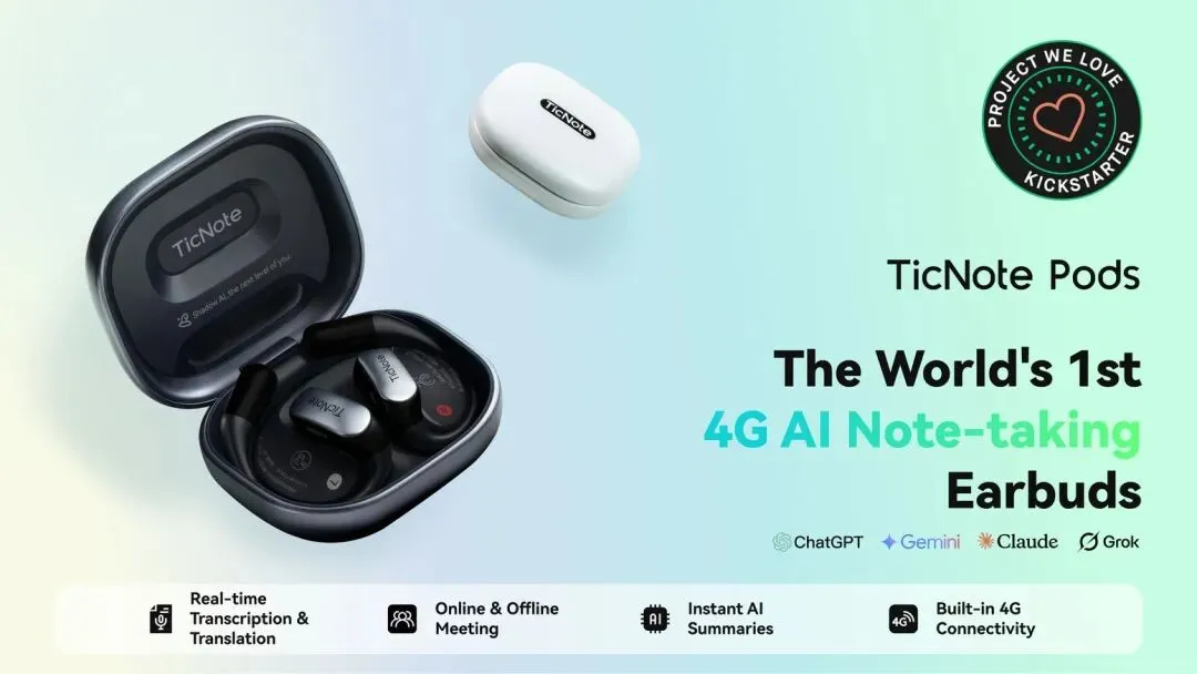 TicNote Pods: World's 1st 4G AI Note-Taking Earbuds by Mobvoi — Kickstarter