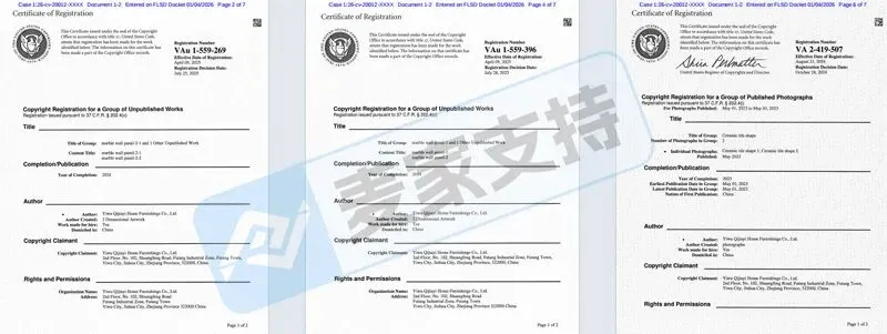 6-cv-20012，义乌墙纸跨境版权维权，销售这类花纹的卖家要当心TRO冻结风险！"