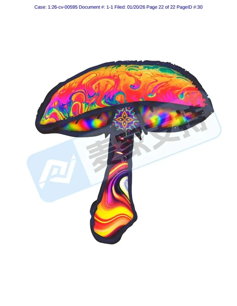 6-cv-00595,keith律所代理迷幻蘑菇跨境维权,88个跨境账户涉案将被TRO冻结!"