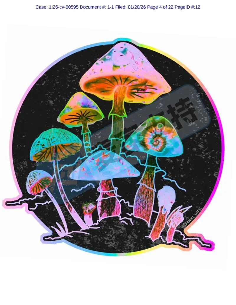 6-cv-00595,keith律所代理迷幻蘑菇跨境维权,88个跨境账户涉案将被TRO冻结!"