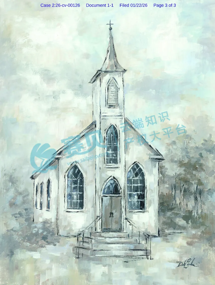 【26-cv-126】Debra Coules再发TRO，本案涉及一张浪漫风教堂作品侵权维权，跨境电商卖家在未经授权，切勿用于商品主题、详情页展示。