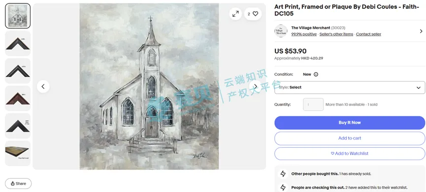 【26-cv-126】Debra Coules再发TRO，本案涉及一张浪漫风教堂作品侵权维权，跨境电商卖家在未经授权，切勿用于商品主题、详情页展示。