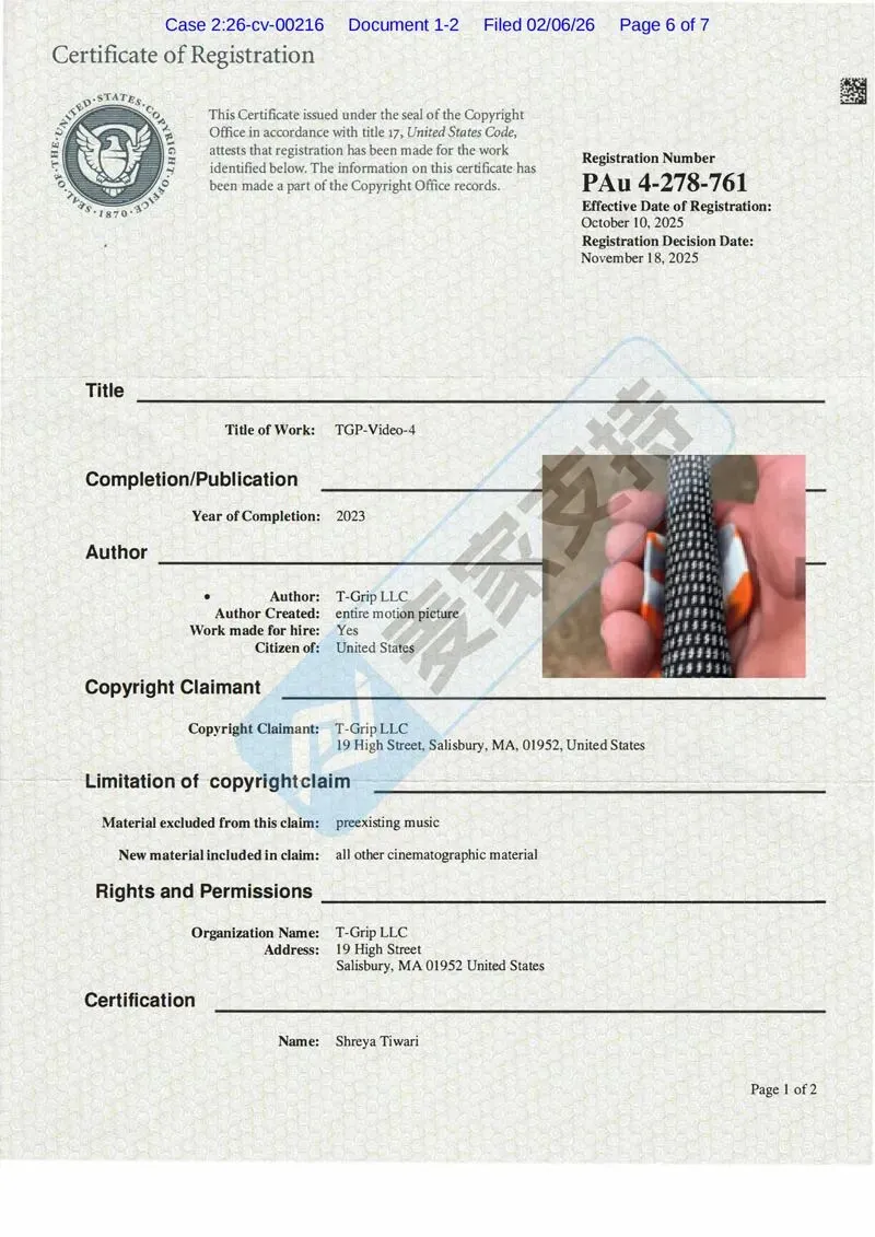 6-cv-00216，T-Grip高尔夫配件品牌全方位维权，20店陷TRO风波！"