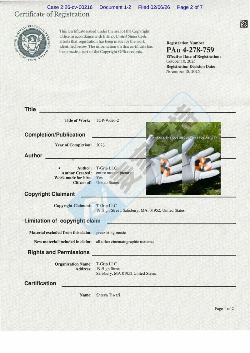 6-cv-00216，T-Grip高尔夫配件品牌全方位维权，20店陷TRO风波！"