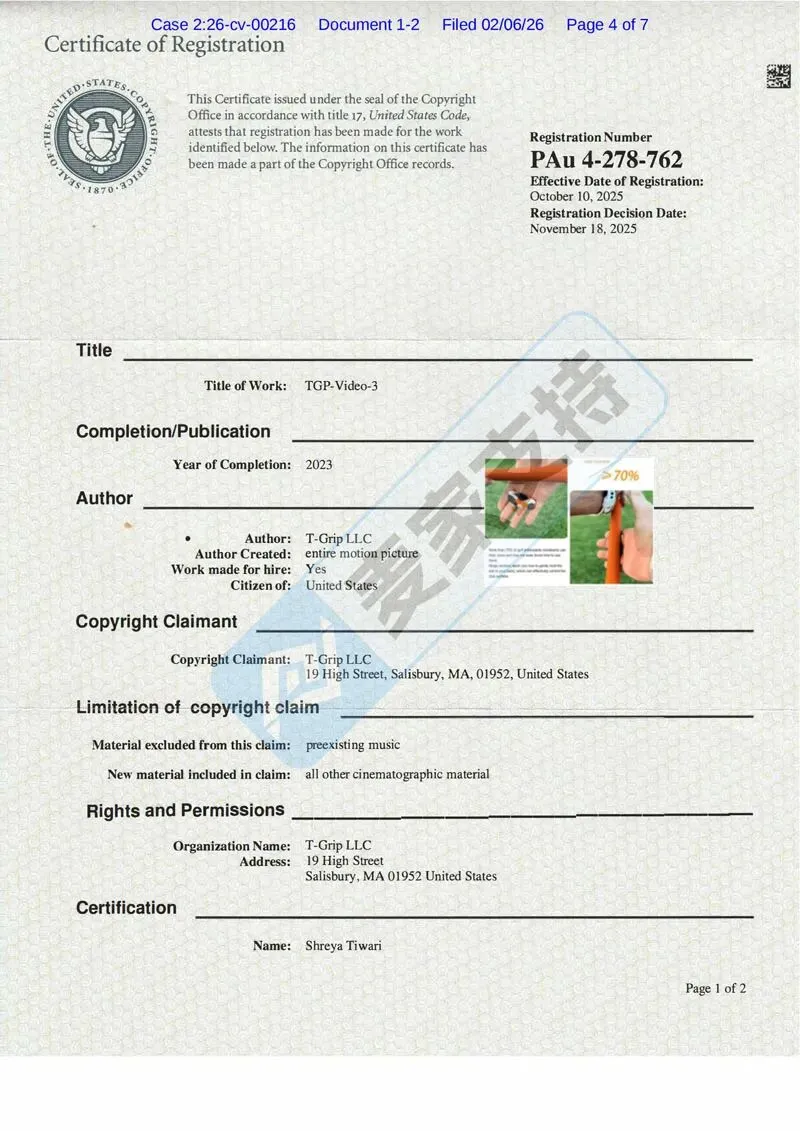 6-cv-00216，T-Grip高尔夫配件品牌全方位维权，20店陷TRO风波！"