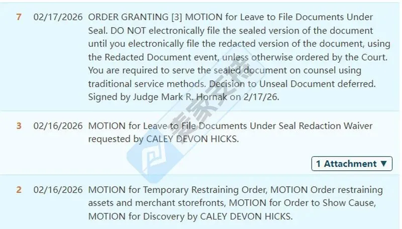 26-cv-00281，春节期间TRO风暴不止！超80起案件维权，其中88店涉Hicks版权危机