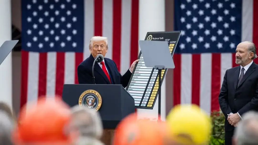 President Trump with a white board