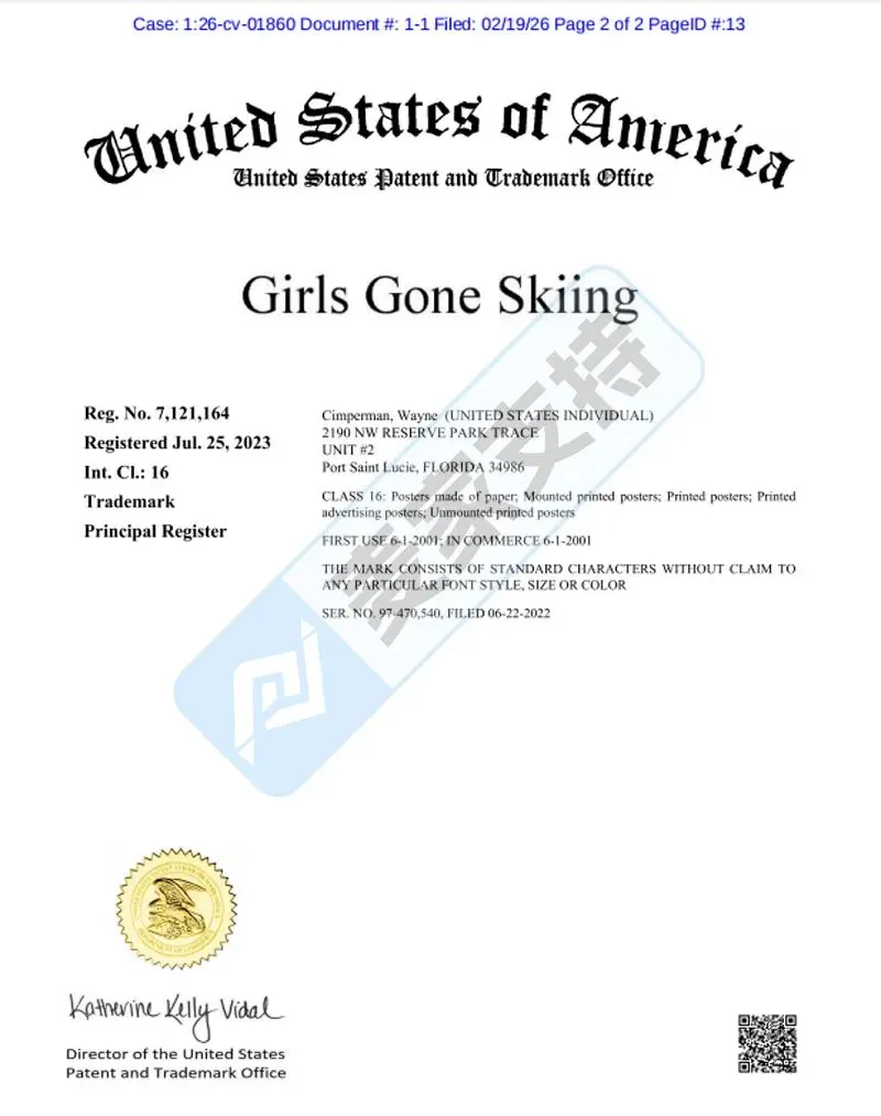 Ruediger Lauktien版权&Girls Gone Skiing商标双双维权，当心TRO冻结风险