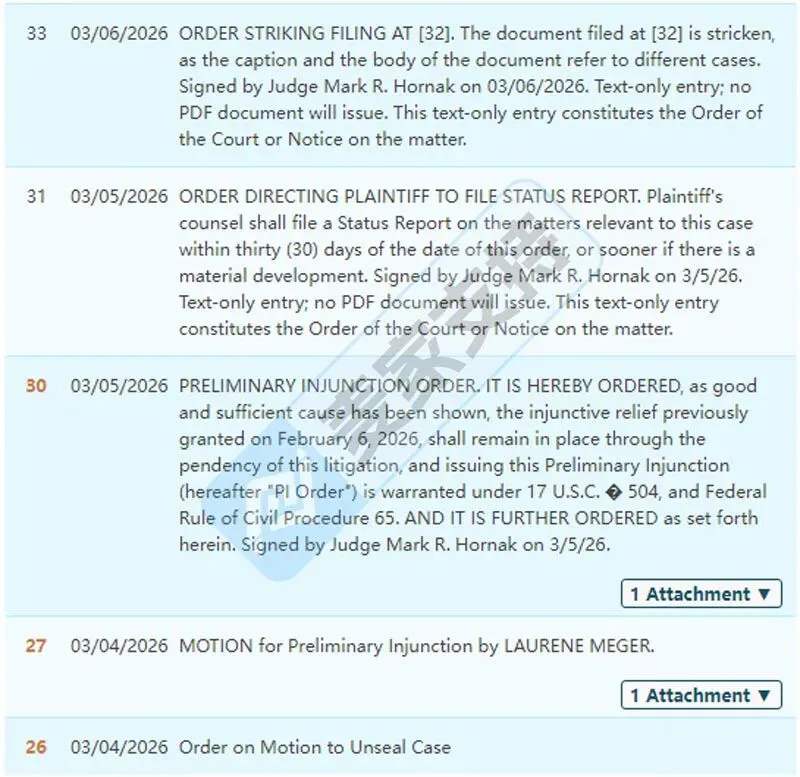 5-cv-01218，野生动物版权隐匿维权，36店涉案账户资金已被TRO冻结！"