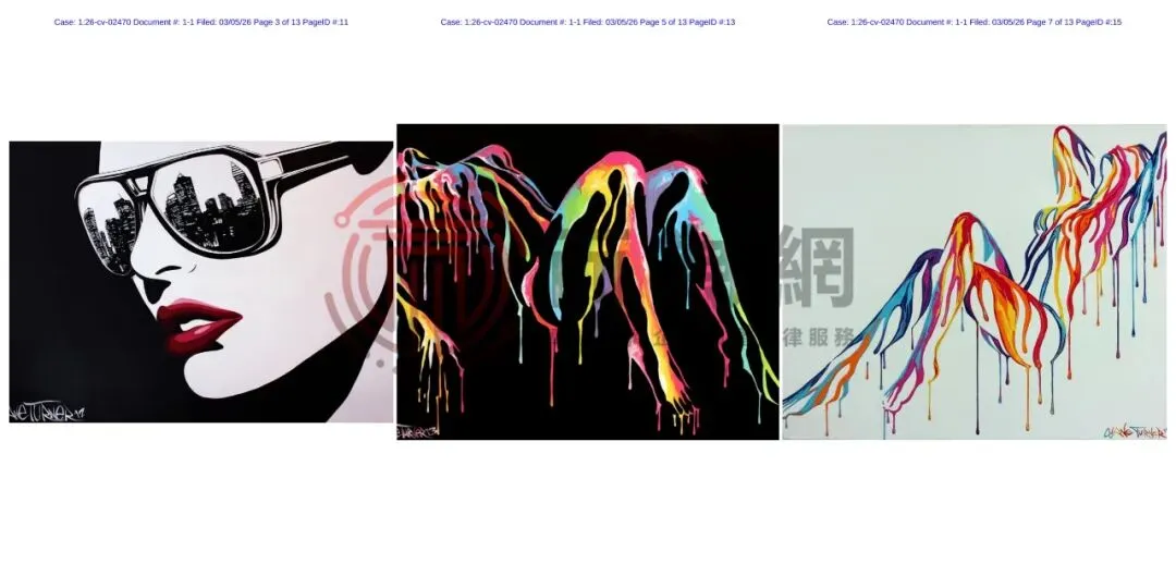 【侵权快讯】26-cv-2470 Keith代理Shane Turner版权发案，涉及6张独特女性插画！