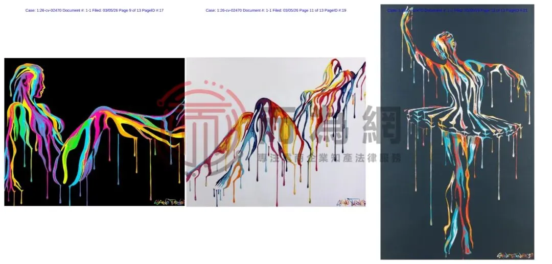 【侵权快讯】26-cv-2470 Keith代理Shane Turner版权发案，涉及6张独特女性插画！