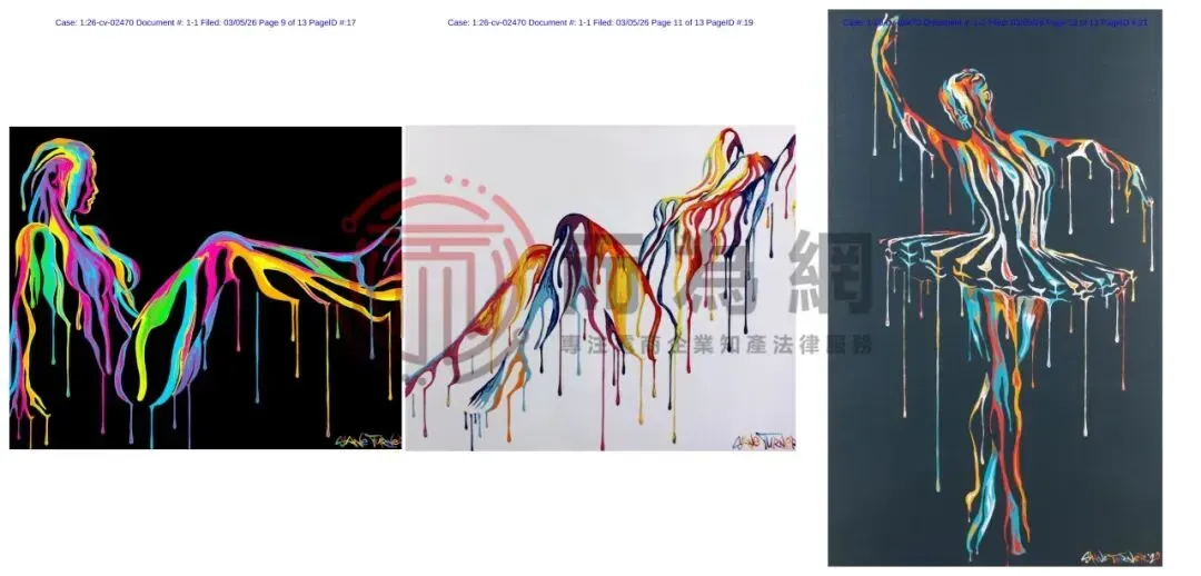 【侵权快讯】26-cv-2470 Keith代理Shane Turner版权发案,涉及6张独特女性插画!